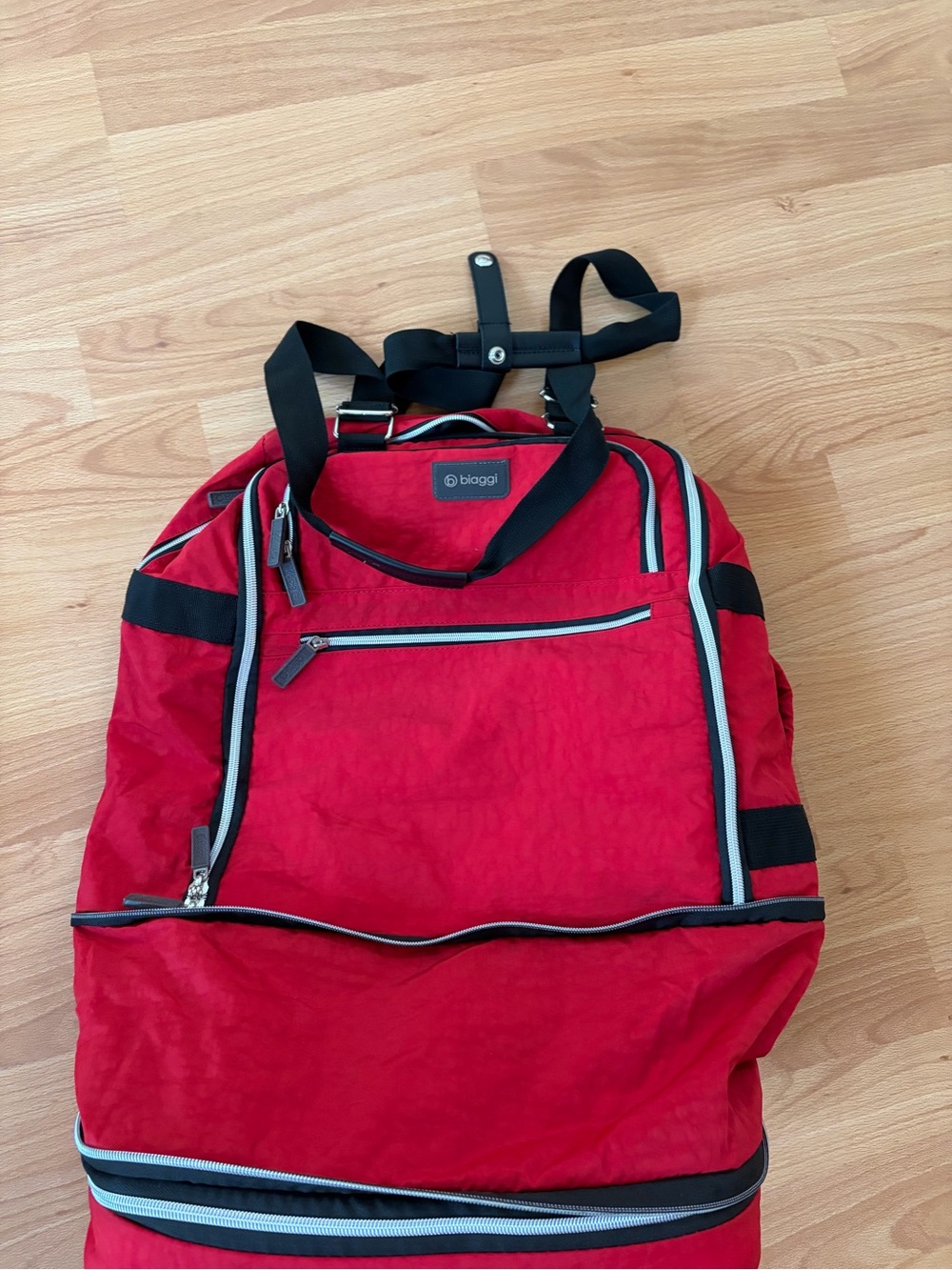 Biaggi Red Rolling Carryon Duffel Bag Zipsack Boost - Picture 9 of 12